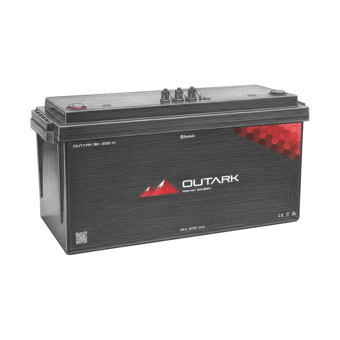 OUTARK BK200 H beheizbare LiFePO4 12V 200Ah Batterie mit CAN-Bus und zwei RS485-Anschlüssen für Victron-Kommunikation und Verbindung mehrerer Batterien im Camper oder Wohnmobil