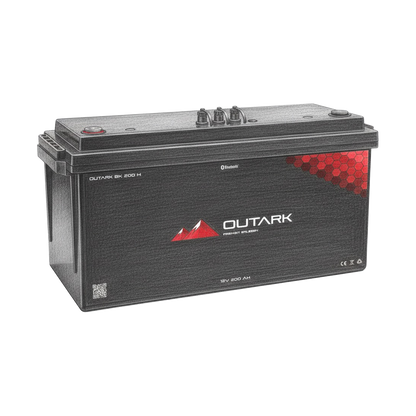 OUTARK BK200 H beheizbare LiFePO4 12V 200Ah Batterie mit CAN-Bus und zwei RS485-Anschlüssen für Victron-Kommunikation und Verbindung mehrerer Batterien im Camper oder Wohnmobil